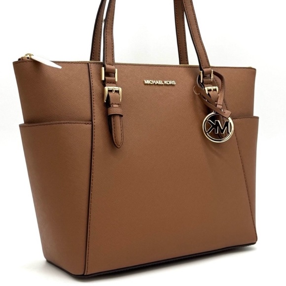 Michael Kors Large Charlotte TZ Tote Bag Luggage Brown - Picture 3 of 11